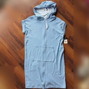 Lauren Ralph Lauren Womens Blue White Striped Zip Front Hoodie Dress Small NEW